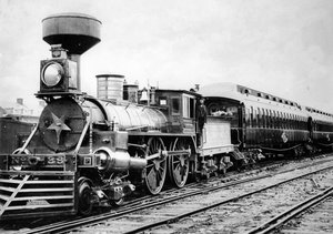 Stoomlocomotief, ca. 1875 door American Photographer